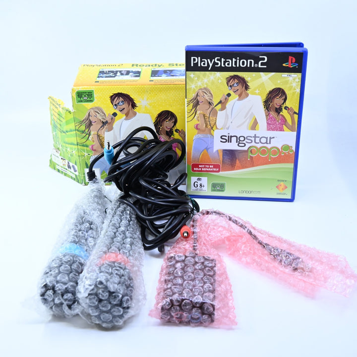 Singstar Pop + Microphones & Connector - PS2 Game + Manual - PAL - MINT DISC!