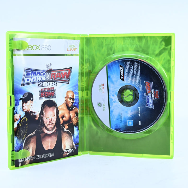 WWE Smackdown Vs Raw 2008 - Xbox 360 Game + Manual - PAL - FREE POST!