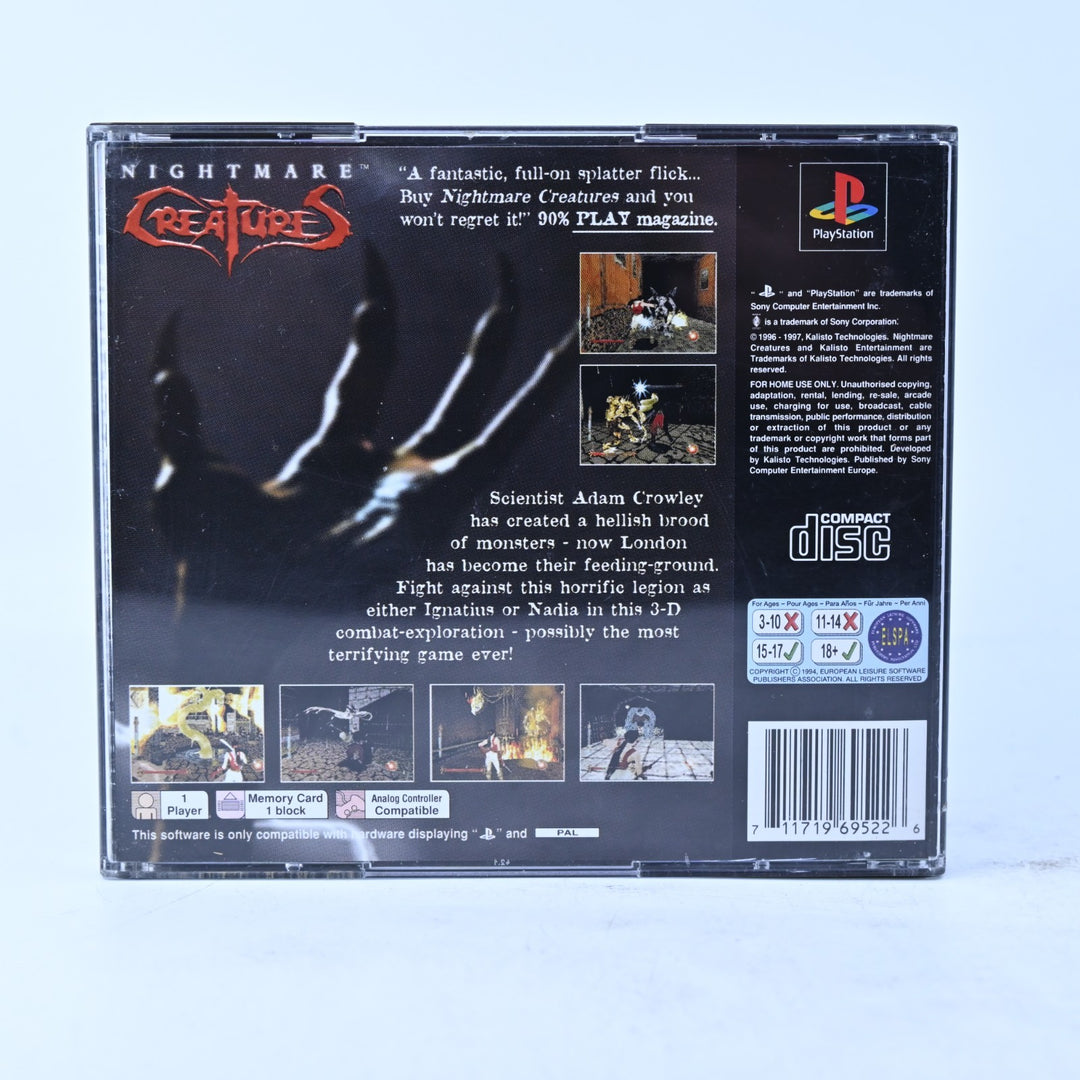 Nightmare Creatures - Sony Playstation 1 / PS1 Game + Manual - PAL - MINT DISC!