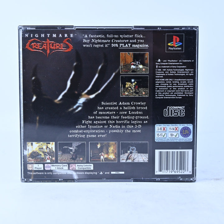 Nightmare Creatures - Sony Playstation 1 / PS1 Game + Manual - PAL - MINT DISC!