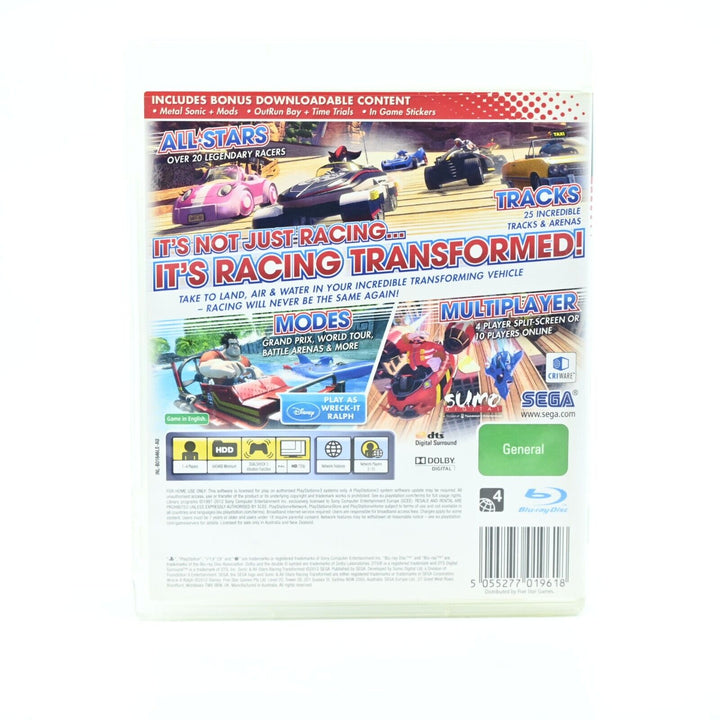 Sonic & All Stars Racing Transformed - Sony Playstation 3 / PS3 Game + Manual