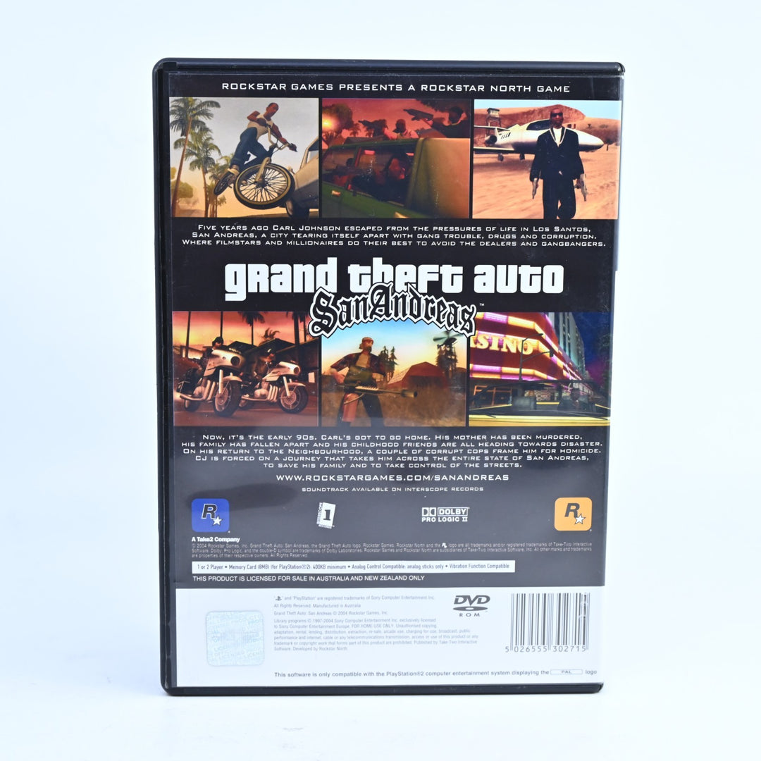 Grand Theft Auto San Andreas - Sony Playstation 2 / PS2 Game + Manual + Map