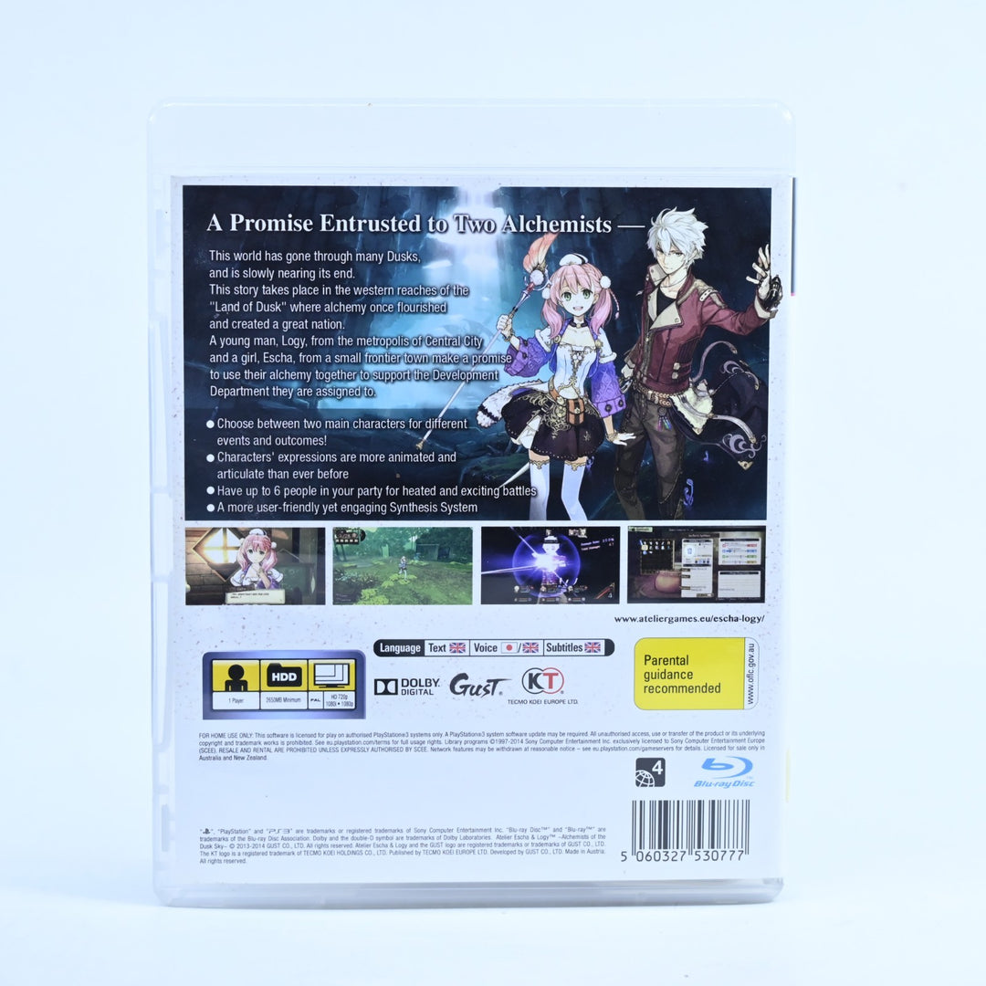 Atelier Escha & Logy: Alchemists of the Dusk Sky - Sony PS3 Game + Manual