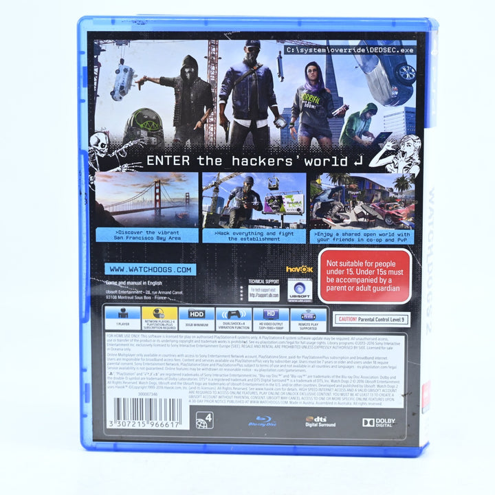 Watch Dogs 2 - Sony Playstation 4 / PS4 Game - FREE POST!