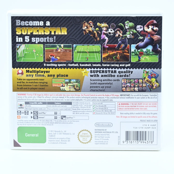 LIKE NEW! Mario Sports Superstars - Nintendo 3DS Game - PAL + SEALED AMIIBO CARD