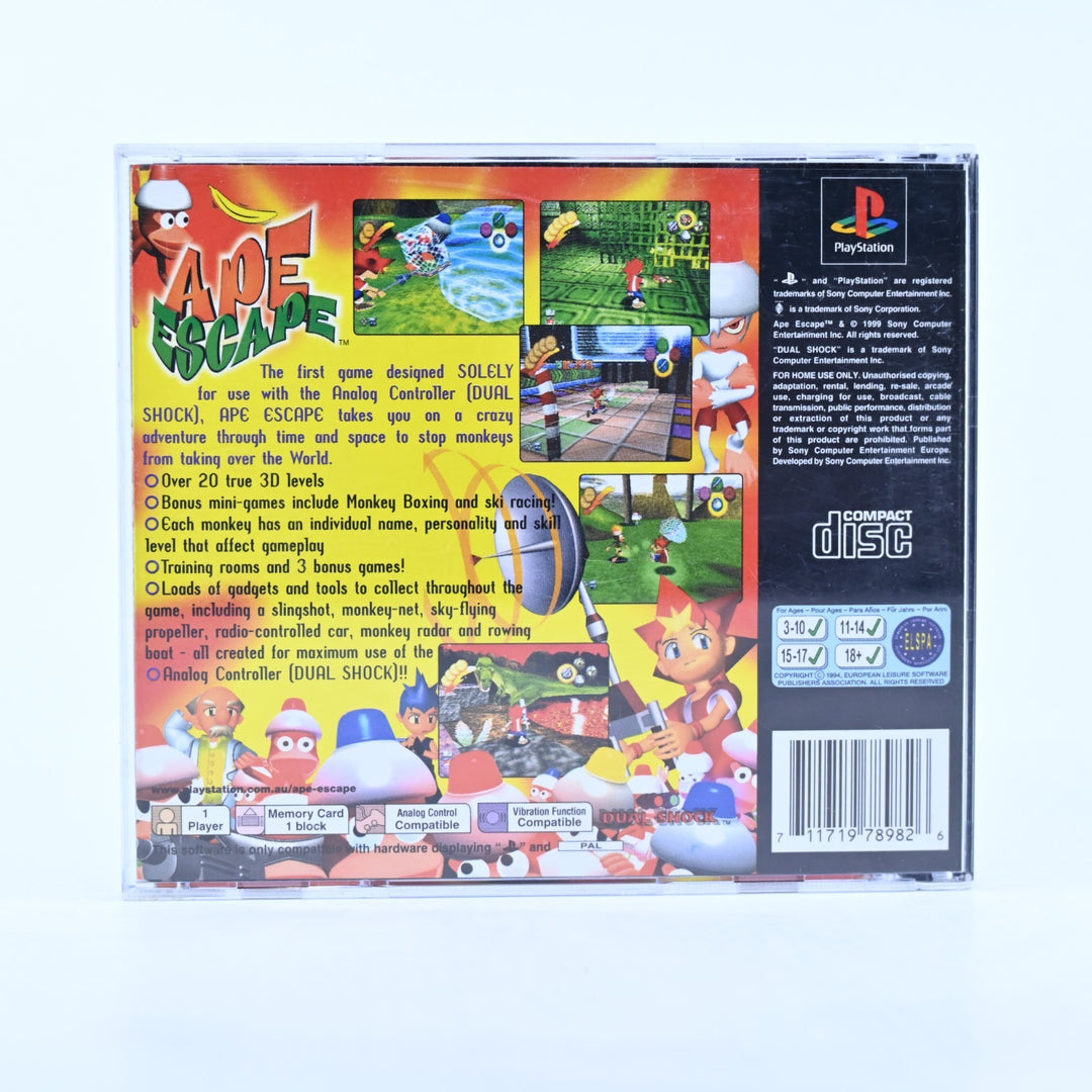 Ape Escape - Sony Playstation 1 / PS1 Game + Manual - PAL - MINT DISC!