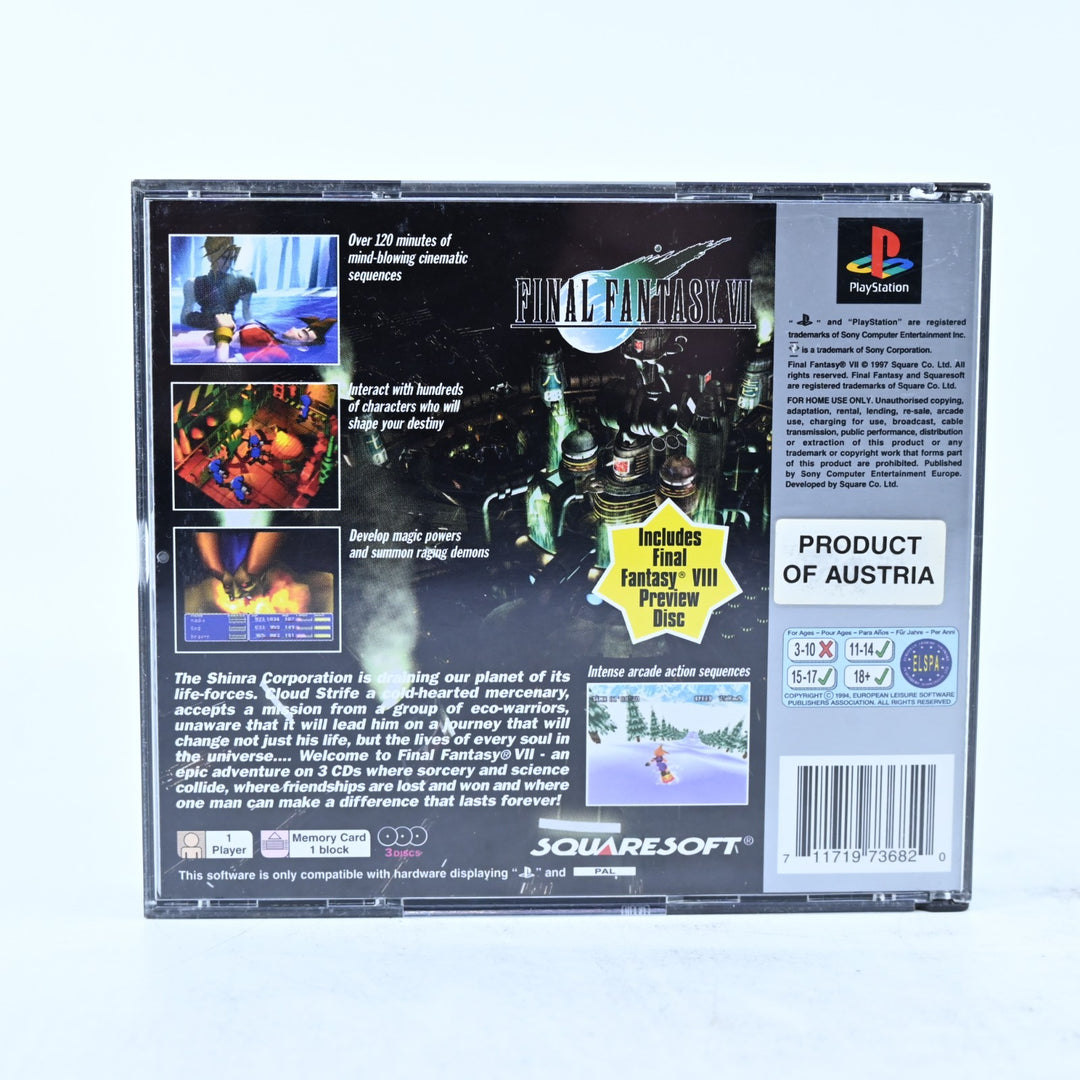 Final Fantasy VII - Sony Playstation 1 / PS1 Game - No Manual - PAL - MINT DISC!