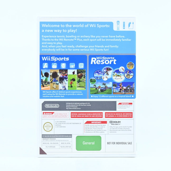 Wii Sports + Wii Sports Resort - Nintendo Wii Game + Manual - PAL - MINT DISC!