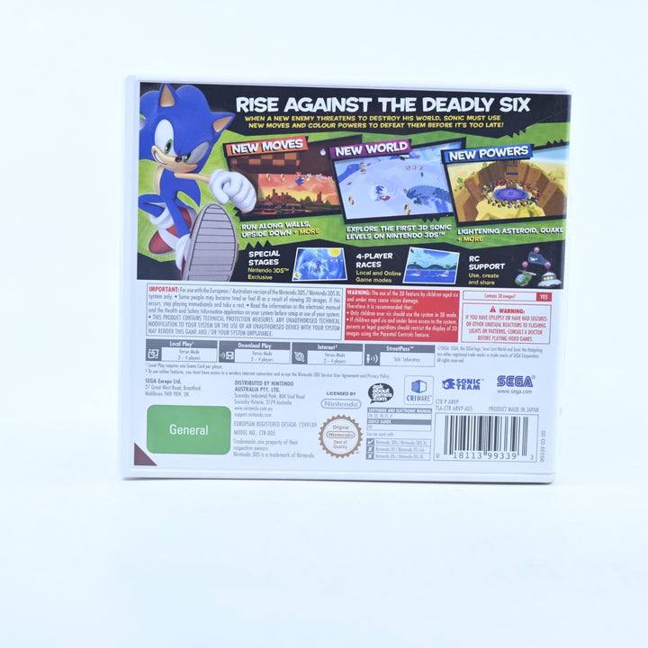 Sonic Lost World - Nintendo 3DS Game - PAL + Manual - FREE POST!