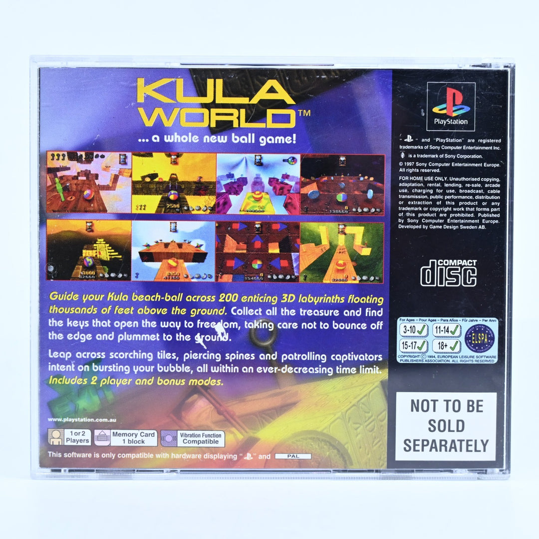 Kula World - Sony Playstation 1 / PS1 Game + Manual - PAL - NEAR MINT DISC!
