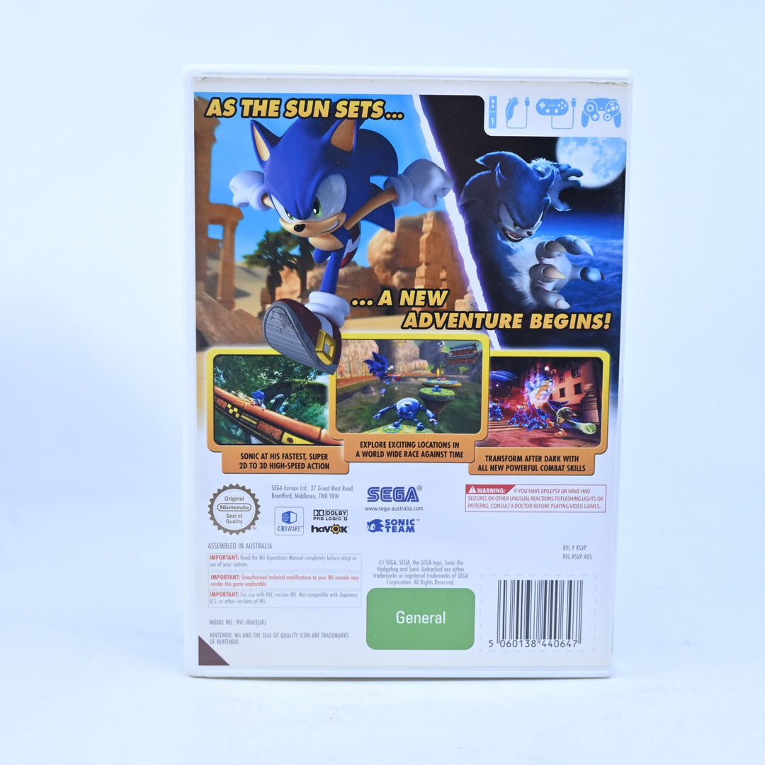Sonic Unleashed - Nintendo Wii Game + Manual - PAL - MINT DISC!