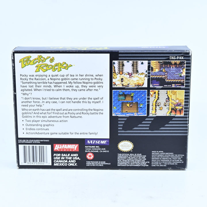 Pocky &amp; Rocky - Super Nintendo / SNES Boxed Game - PAL - FREE POST!