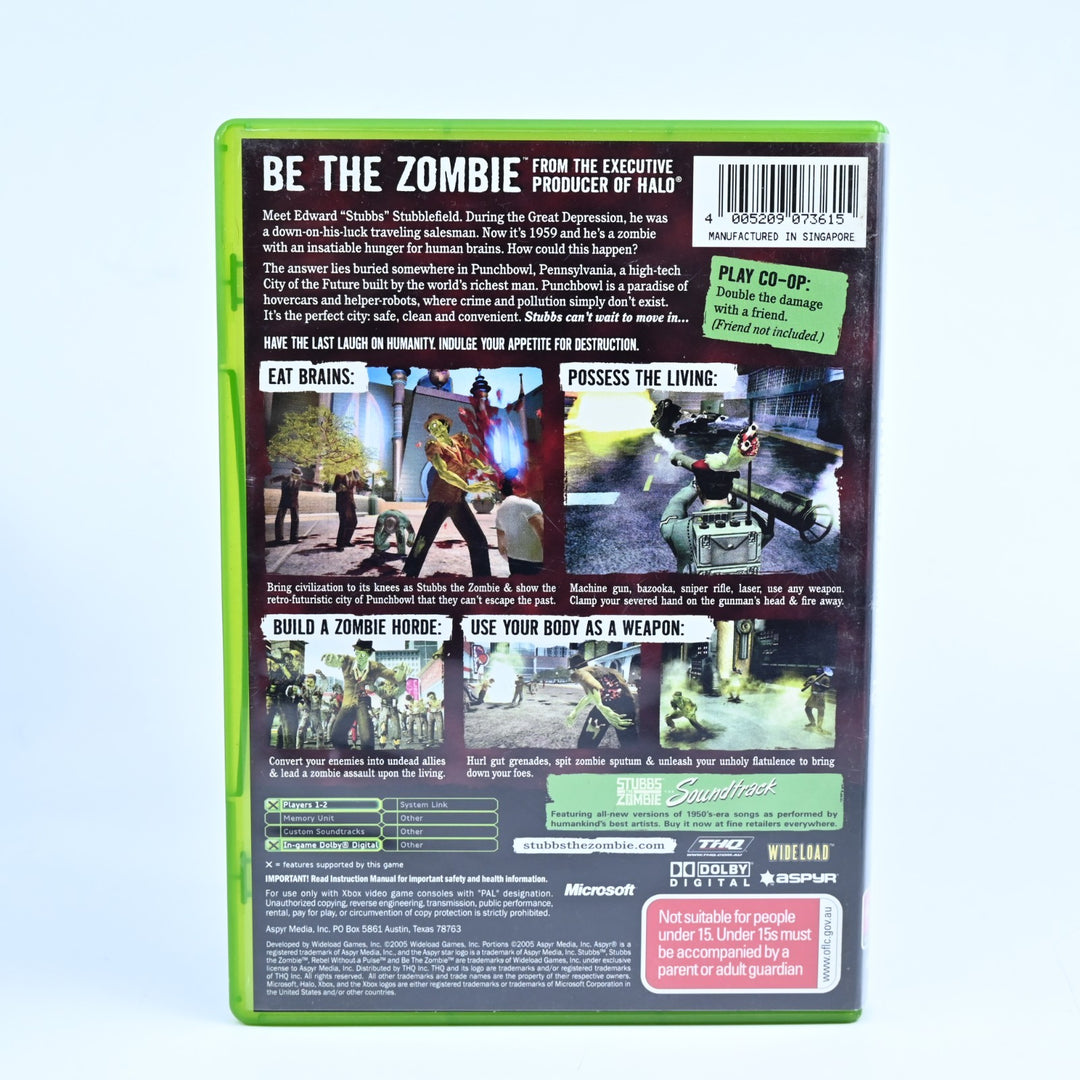 Stubbs The Zombie In Rebel Without a Pulse - Original Xbox Game + Manual - PAL
