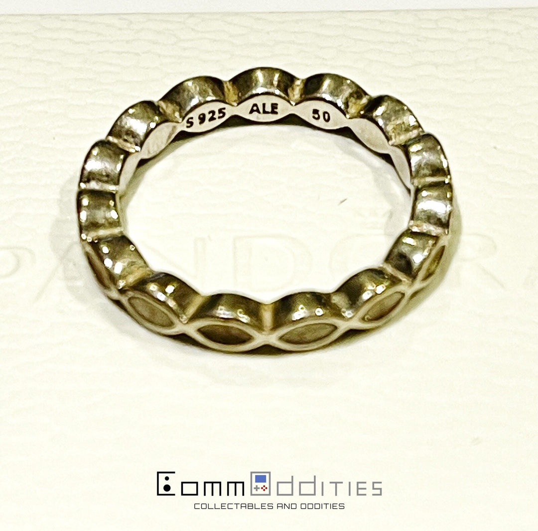 PANDORA INTUITION CLEAR ENAMEL TWIST RING RARE RETIRED 925 Size 50 - FREE POST!