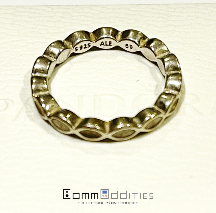 PANDORA INTUITION CLEAR ENAMEL TWIST RING RARE RETIRED 925 Size 50 - FREE POST!