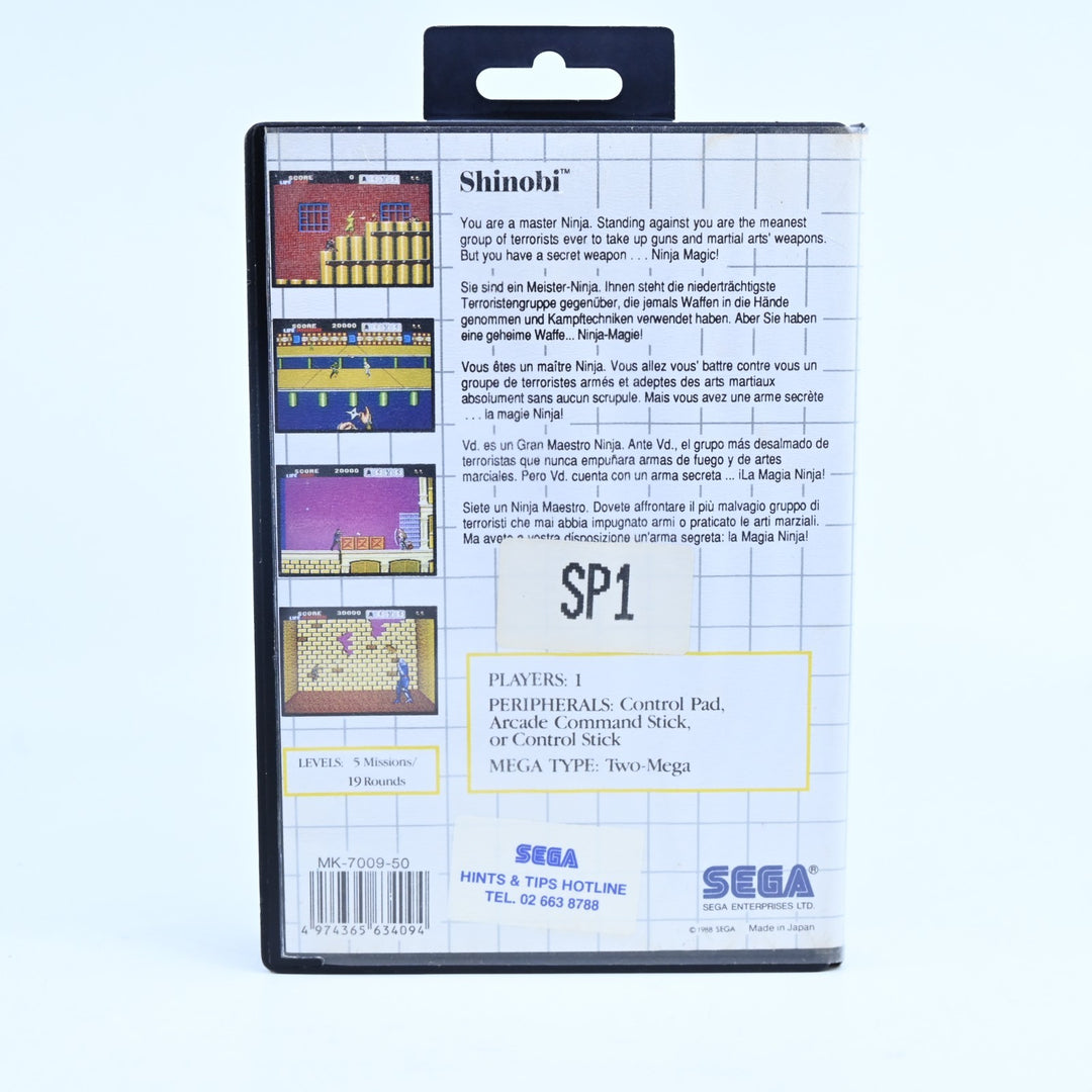Shinobi - Sega Master System Game - No Manual - PAL - FREE POST!