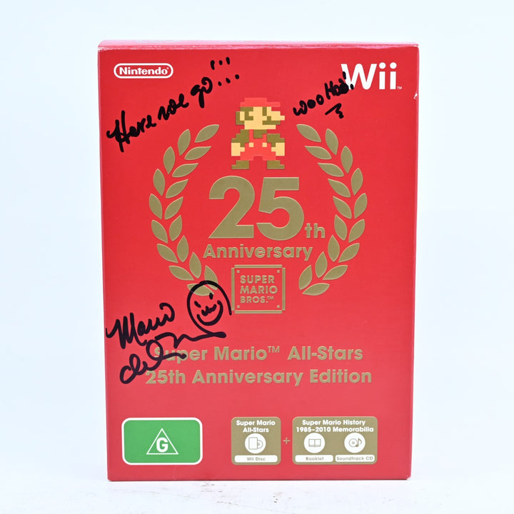 SIGNED Super Mario All Stars 25th Anniversary Nintendo Wii Game Charles Martinet