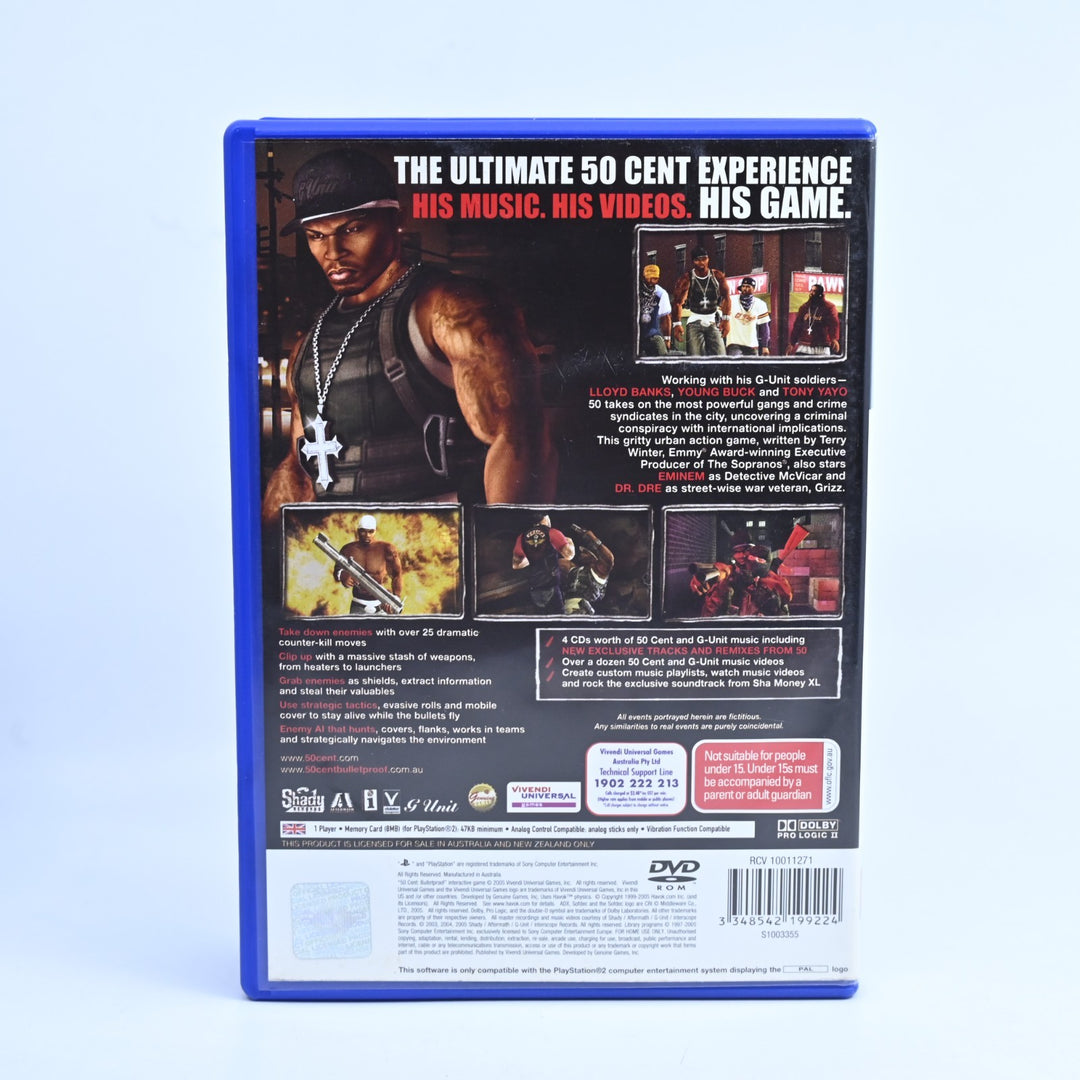 50 Cent Bulletproof - Sony Playstation 2 / PS2 Game + Manual - PAL - NM DISC!