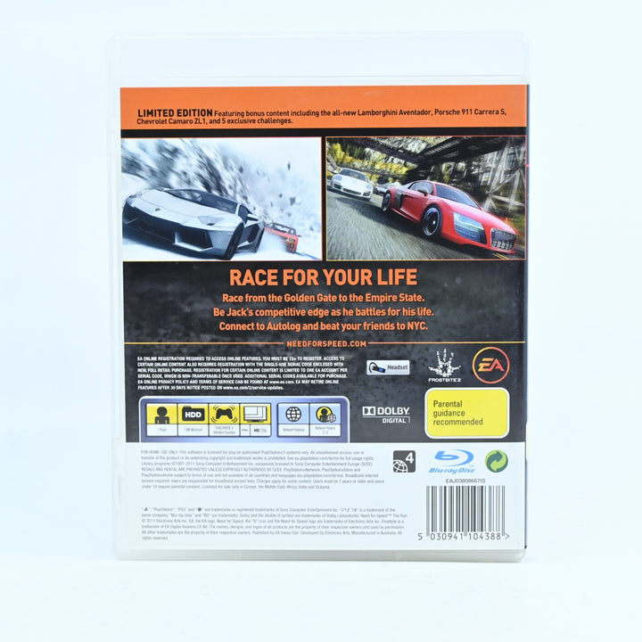 Need for Speed: The Run Limited Edition  - Sony Playstation / PS3 Game + Manual