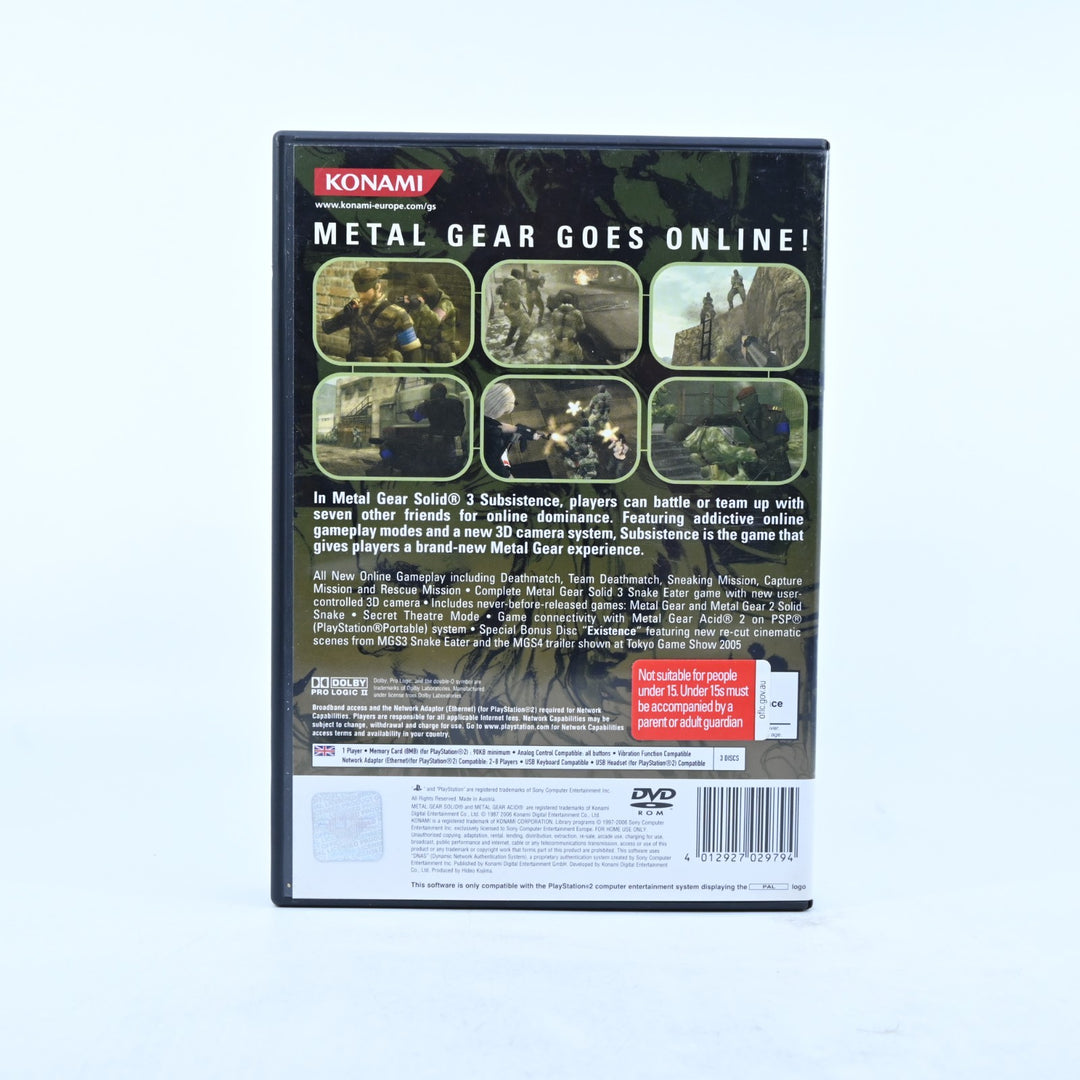 Metal Gear Solid 3: Subsistence - Sony Playstation 2 / PS2 Game + Manual - PAL
