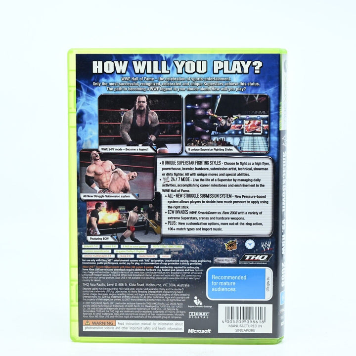 WWE Smackdown Vs Raw 2008 - Xbox 360 Game + Manual - PAL - MINT DISC!