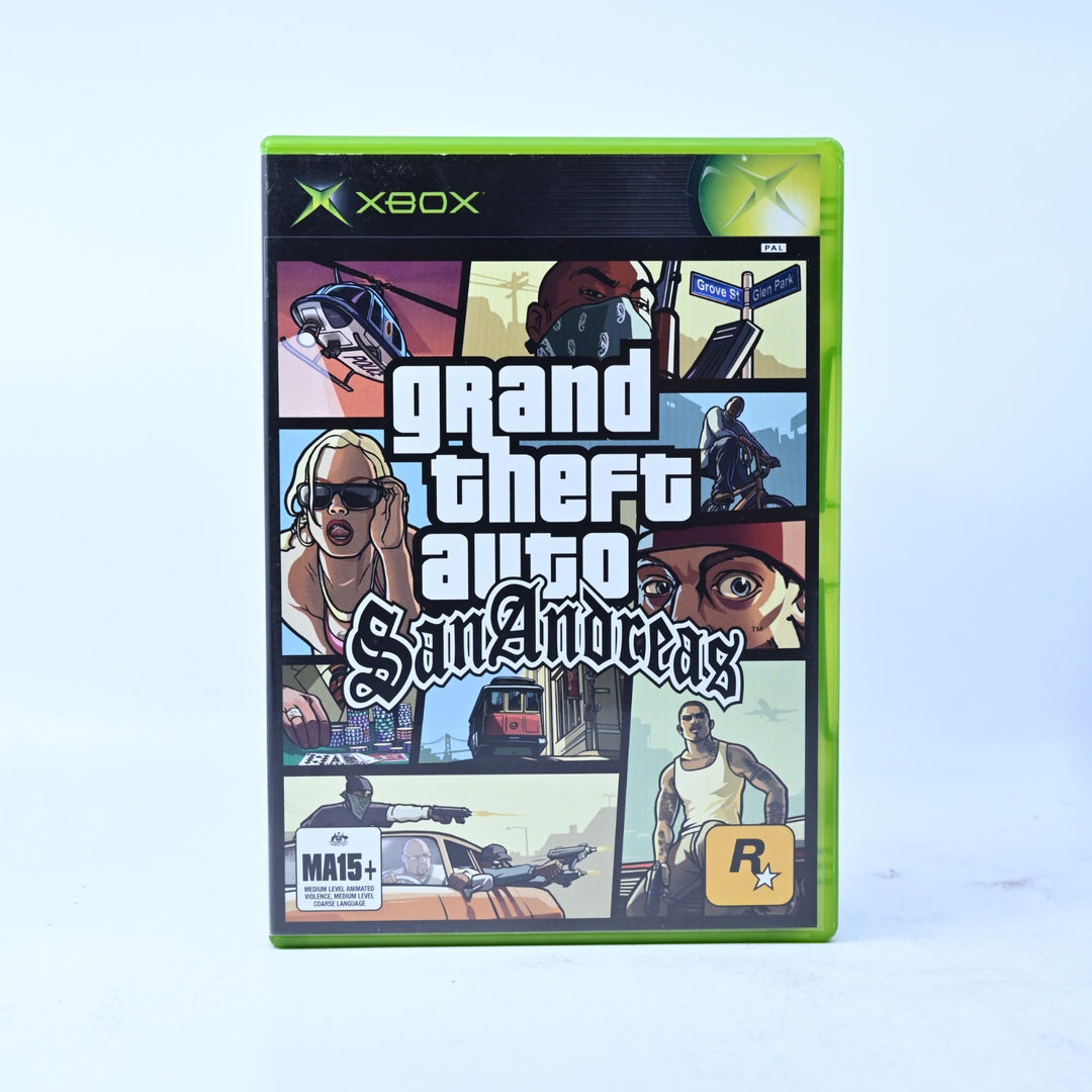 Grand Theft Auto: San Andreas - Original Xbox Game + Manual + Map - MINT DISC!