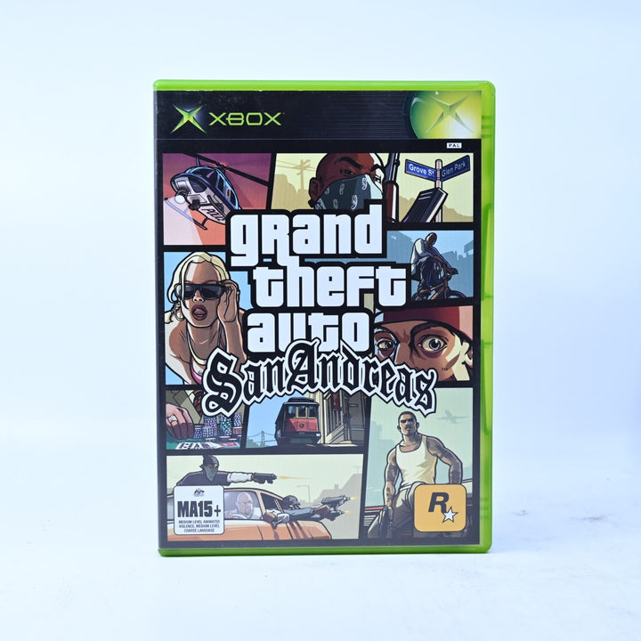 Grand Theft Auto: San Andreas - Original Xbox Game + Manual + Map - MINT DISC!