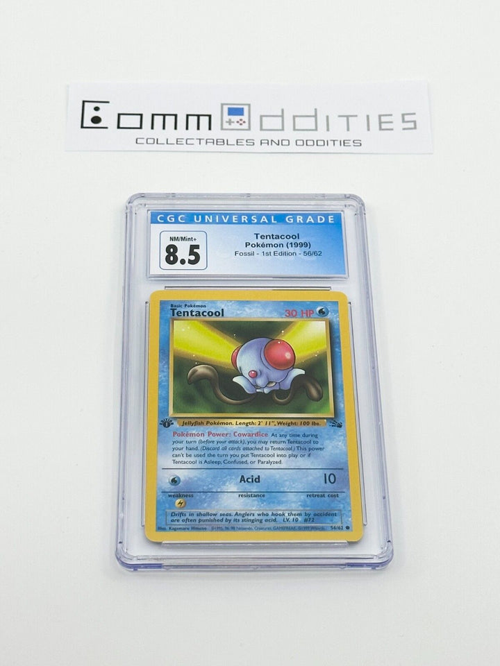 Tentacool 1st Edition CGC 8.5 Pokemon Card - 1999 Fossil Set 56/62 - FREE POST!