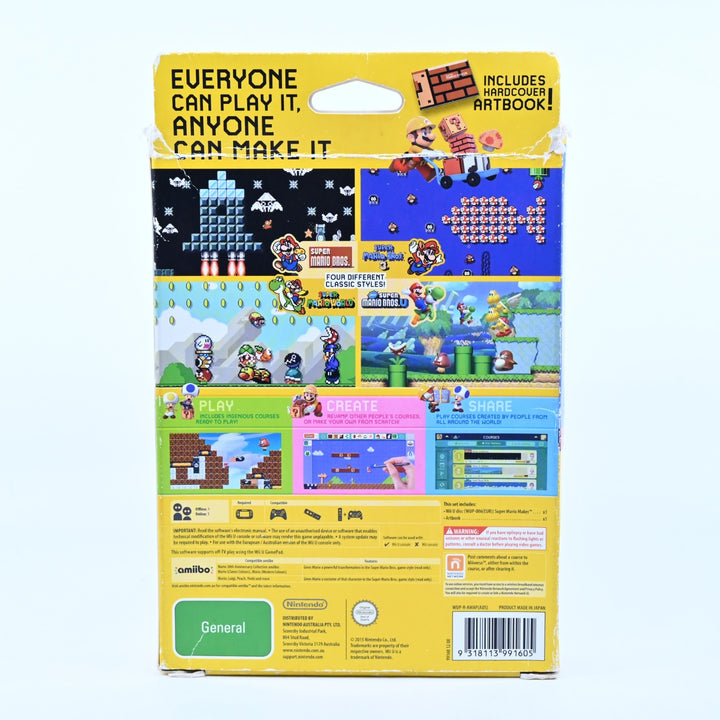 Super Mario Maker - Nintendo Wii U Game + Artbook - PAL - FREE POST!