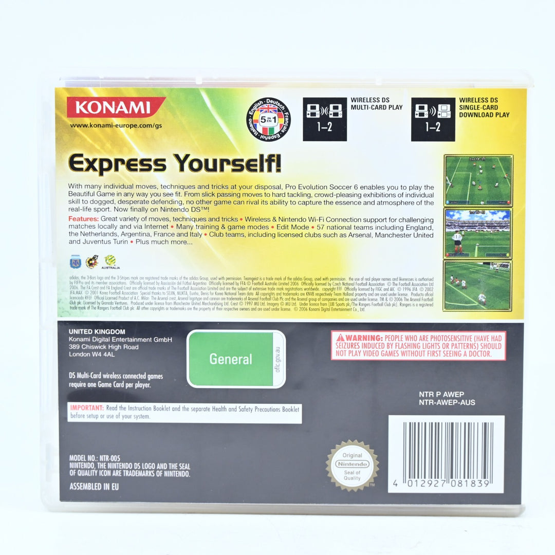 PES Pro Evolution Soccer 6 - Nintendo DS Game - PAL + Manual - FREE POST!