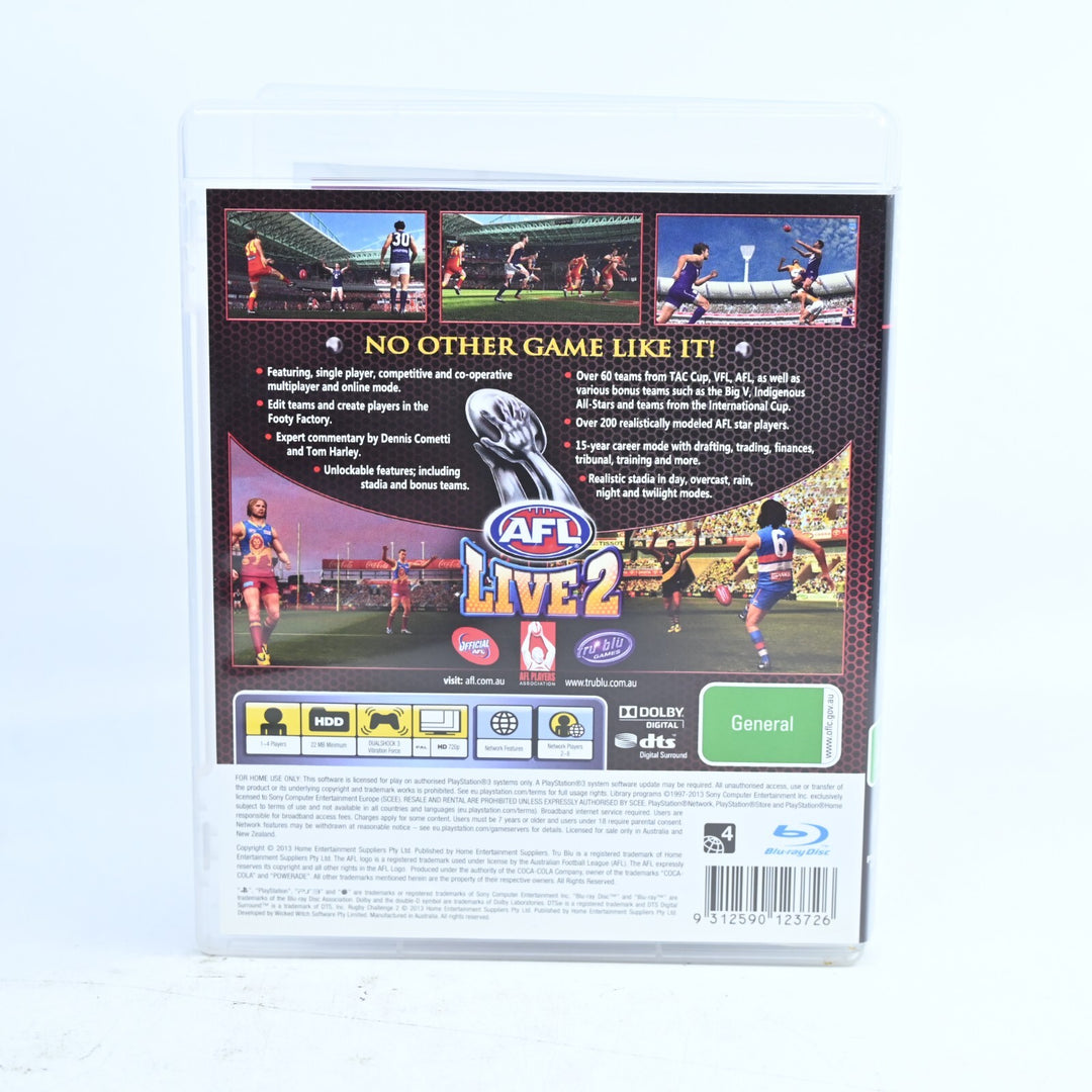 AFL Live 2 - Sony Playstation 3 / PS3 Game + Manual - FREE POST!