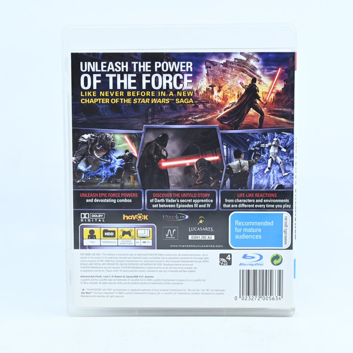 Star Wars: The Force Unleashed - Sony Playstation 3 / PS3 Game + Manual