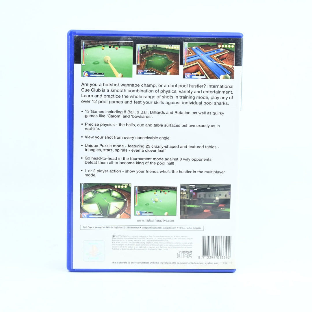 International Cue Club - Sony Playstation 2 / PS2 Game + Manual - MINT DISC