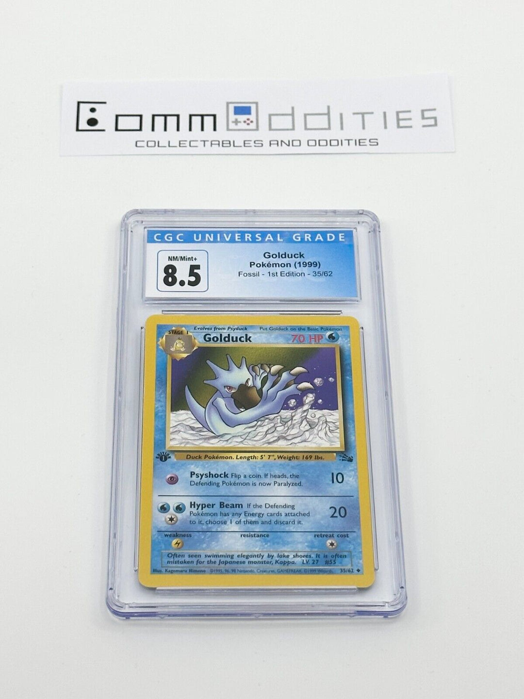 Golduck 1st Edition CGC 8.5 Pokemon Card - 1999 Fossil Set 35/62 - FREE POST!