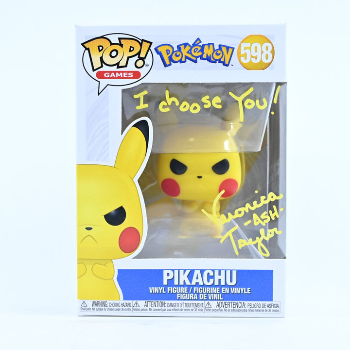 SIGNED BY VERONICA TAYLOR! Pikachu - Pokemon - Funko Pop Games #598