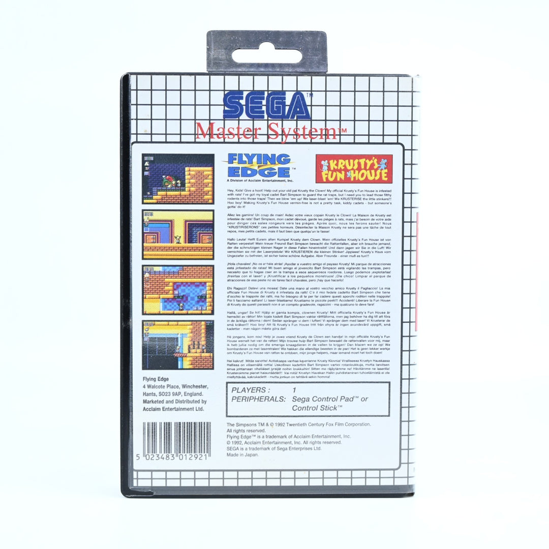 Krusty's Fun House - Sega Master System Game + Manual - PAL - FREE POST!
