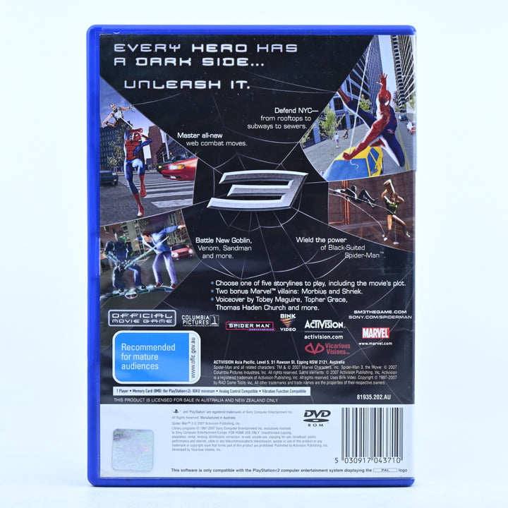 Spider-Man 3 - Sony Playstation 2 / PS2 Game - No Manual - PAL - MINT DISC!