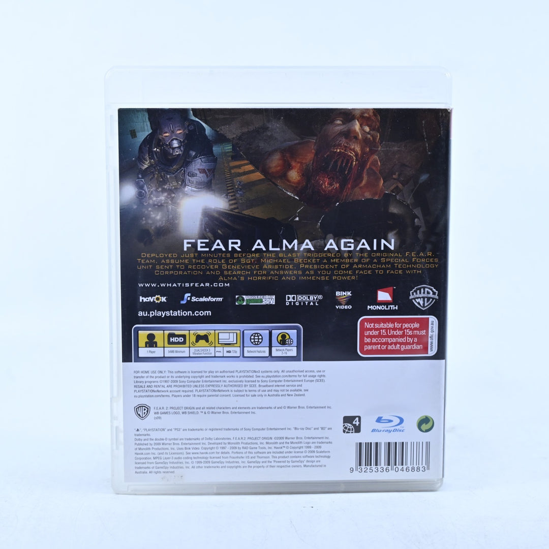 F.E.A.R. 2: Project Origin - Sony Playstation 3 / PS3 Game + Manual - MINT DISC!
