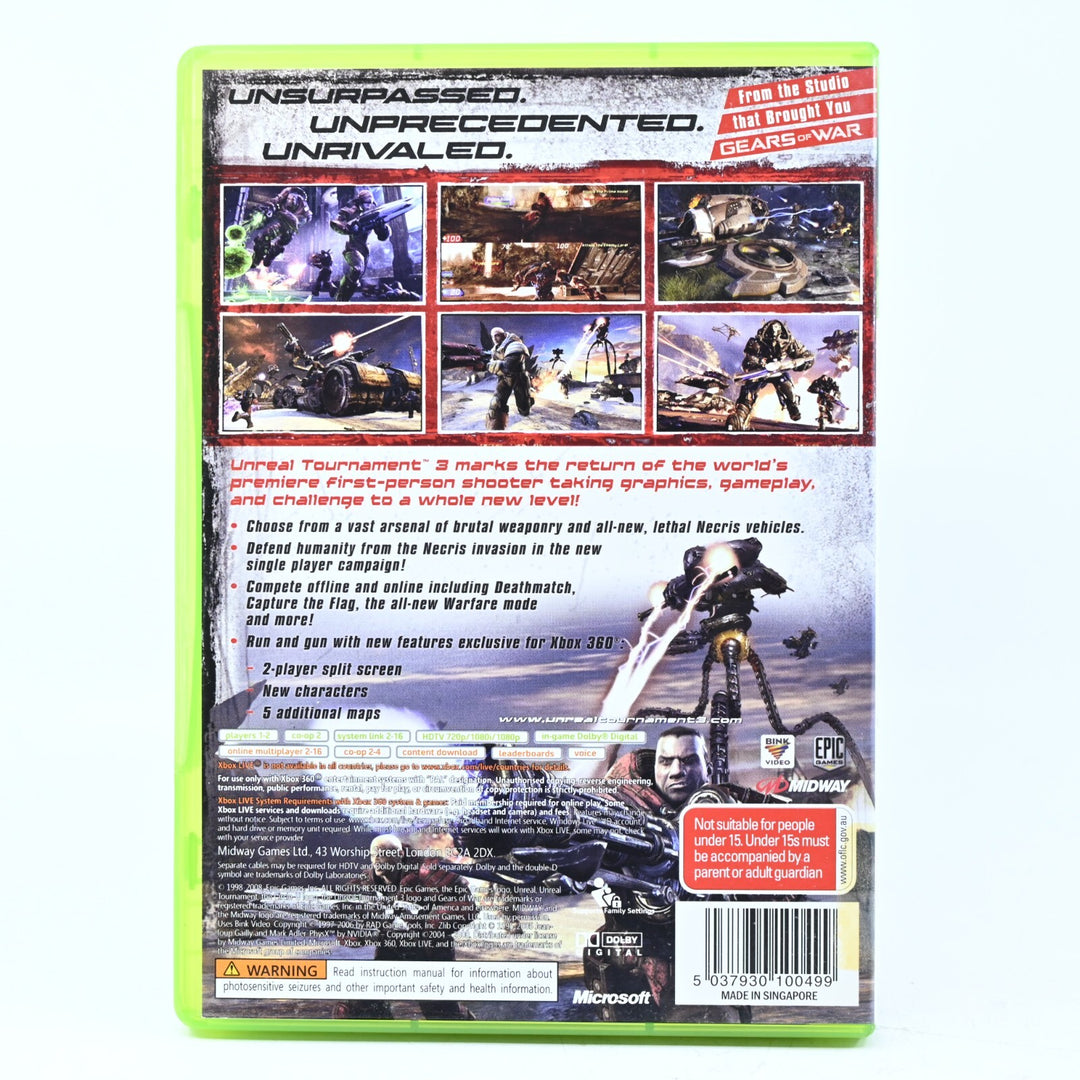 Unreal Tournament III 3 - Xbox 360 Game + Manual - PAL - MINT DISC!