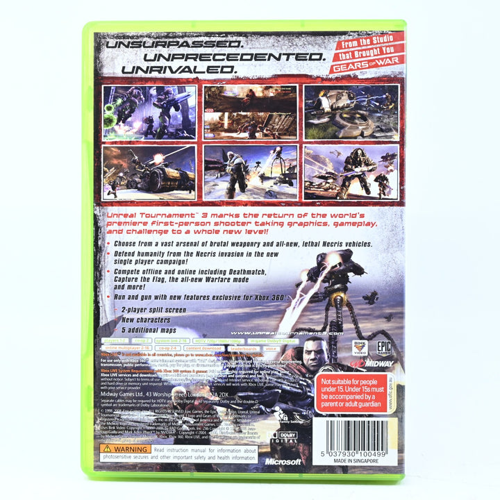Unreal Tournament III 3 - Xbox 360 Game + Manual - PAL - MINT DISC!