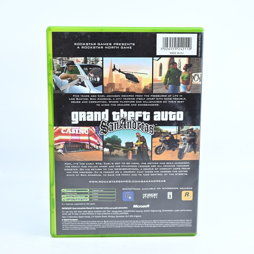 Grand Theft Auto: San Andreas - Original Xbox Game - No Manual - PAL - MINT DISC