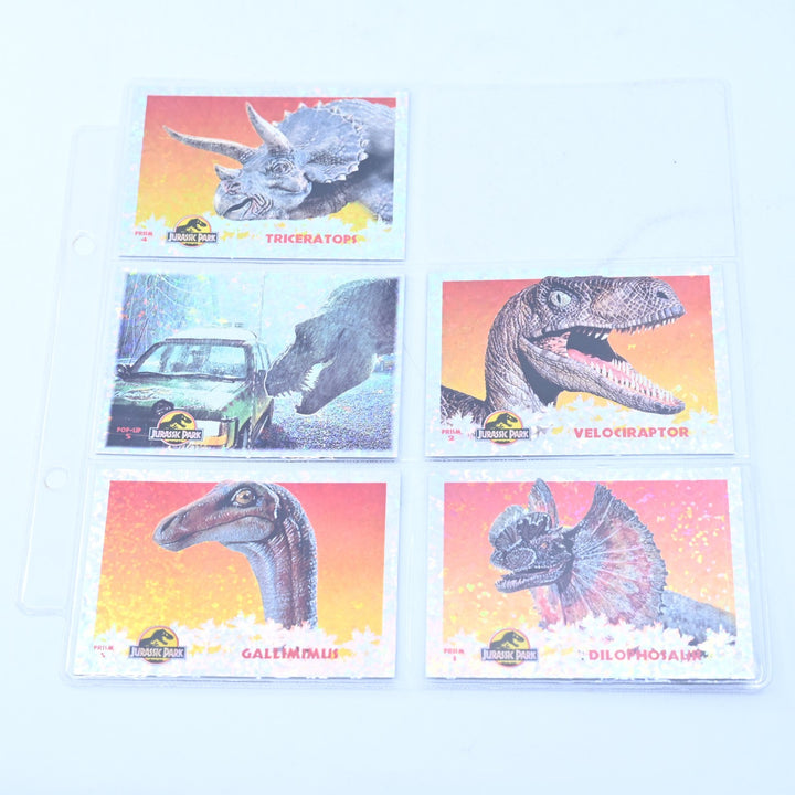 Jurassic Park Official Collector Cards Prism Cards 2-5 + Pop-up 5 - 1992 - Misc
