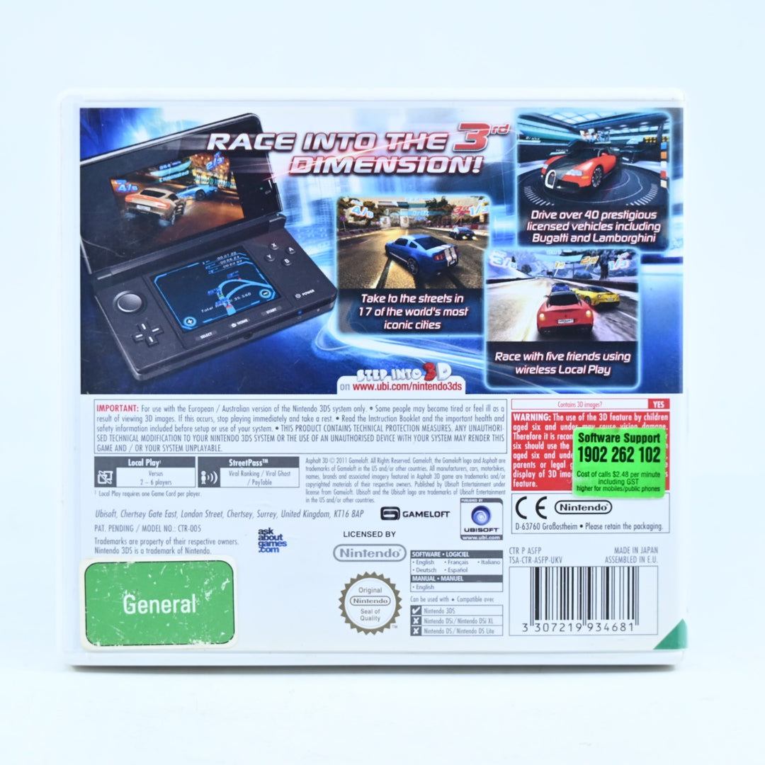 Asphalt 3D - Nintendo 3DS Game - PAL + Manual - FREE POST!