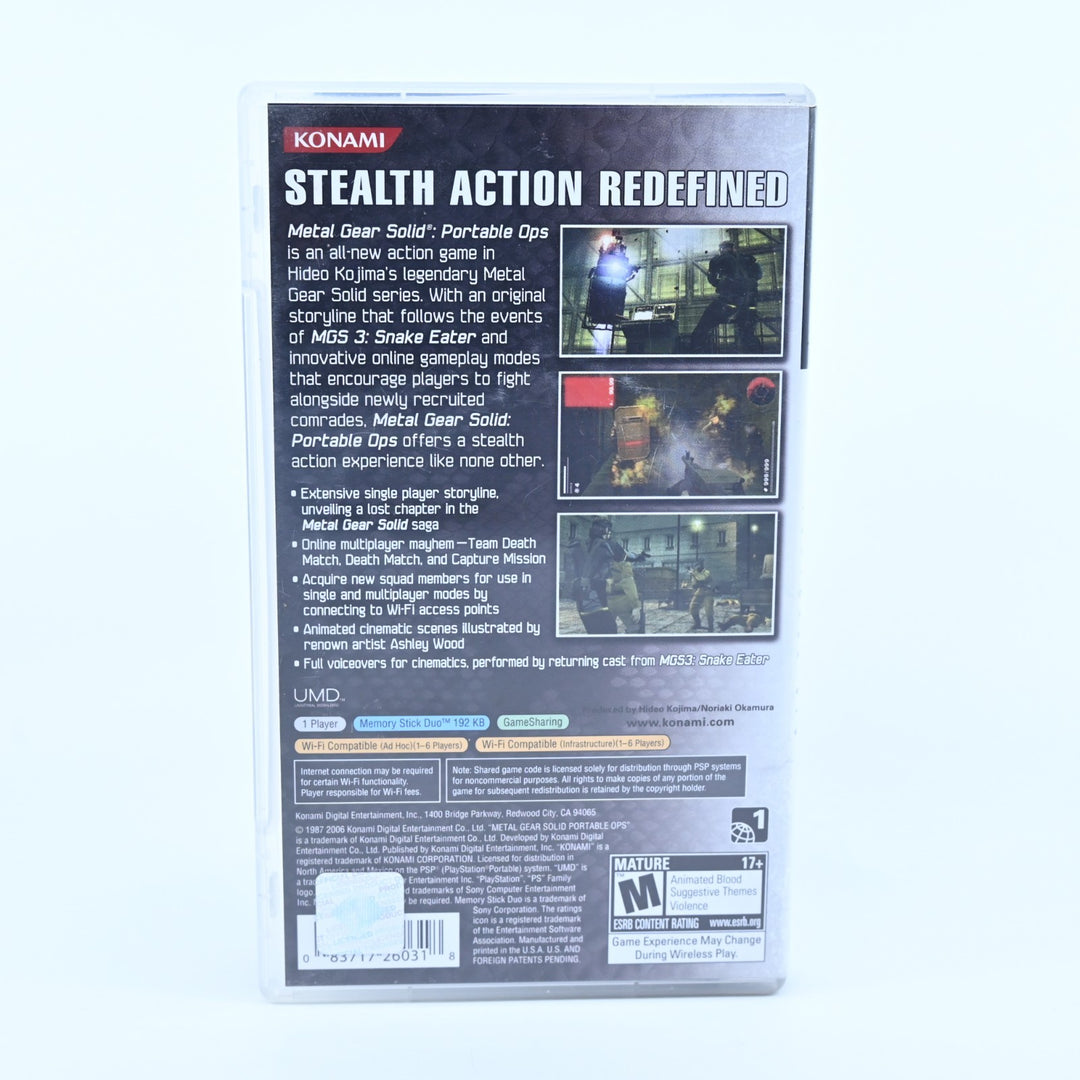 Metal Gear Solid: Portable Ops - Sony PSP Game + Manual - FREE POST!