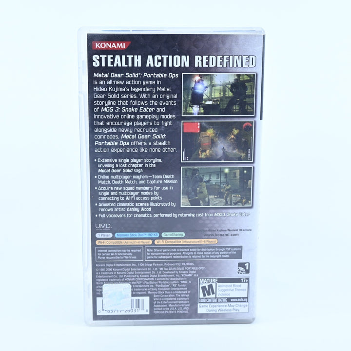 Metal Gear Solid: Portable Ops - Sony PSP Game + Manual - FREE POST!