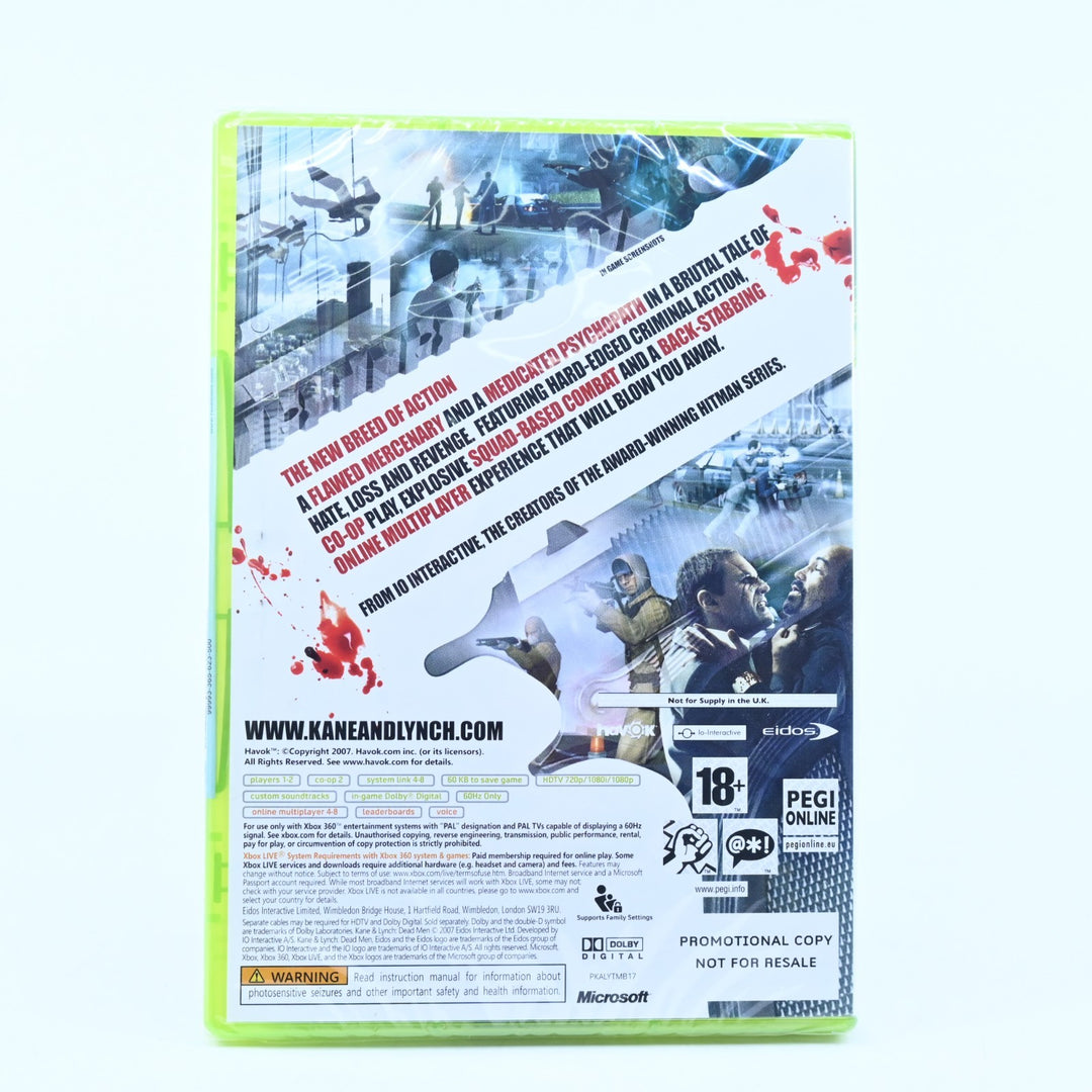 SEALED! Kane & Lynch: Dead Men - Promotional Copy - Xbox 360 Game + Manual