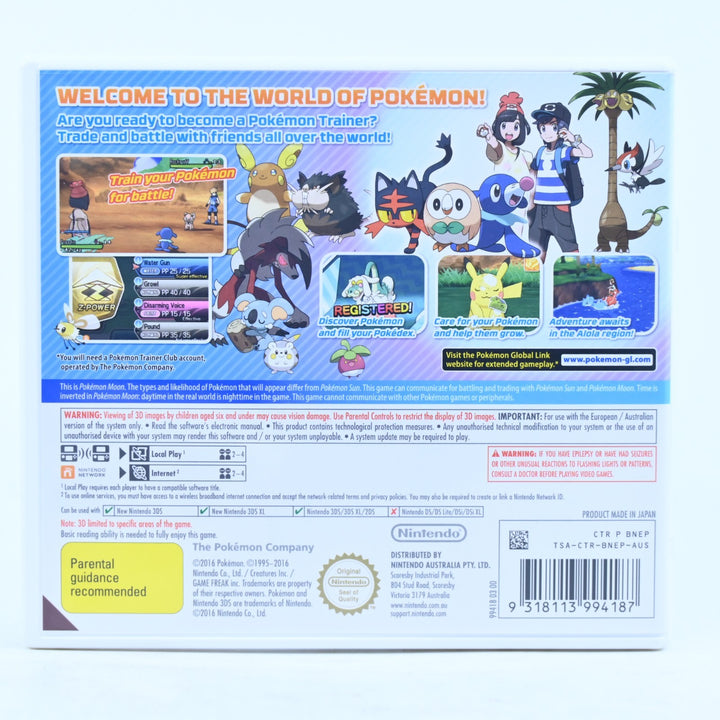 Pokemon Moon - Nintendo 3DS Game - PAL + Manual - FREE POST!
