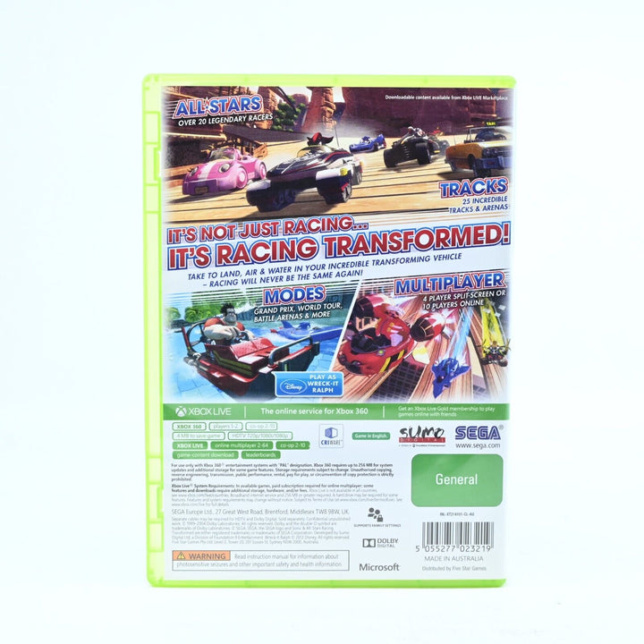 Sonic & All-Stars Racing Transformed - Xbox 360 Game + Manual - PAL - MINT DISC!