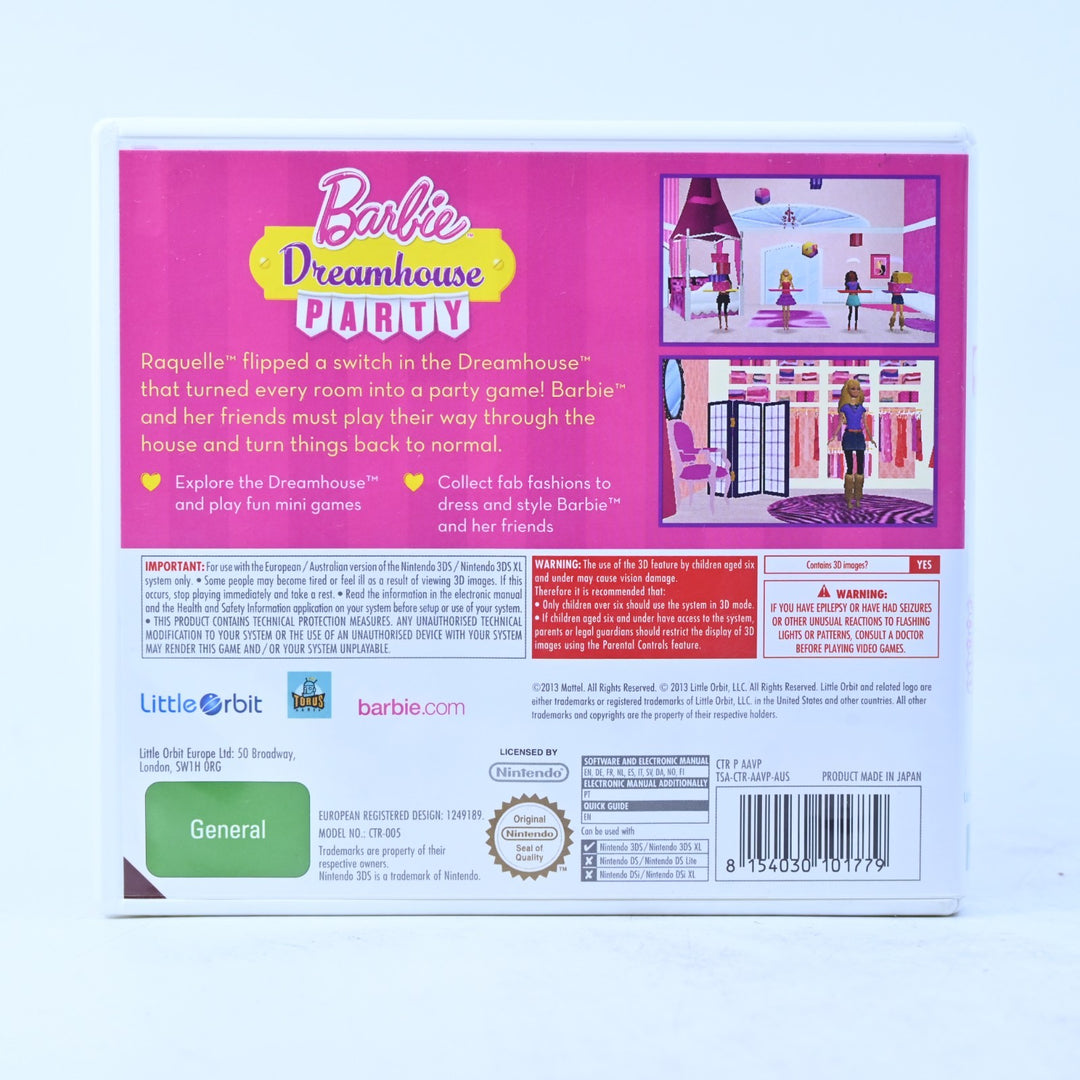 Barbie Dreamhouse Party - Nintendo 3DS Game - PAL + Manual - FREE POST!