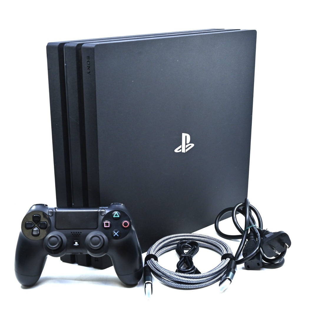 Black Sony Playstation 4/ PS4 Pro Console - GENUINE CONTROLLER/S + CABLES + HDMI